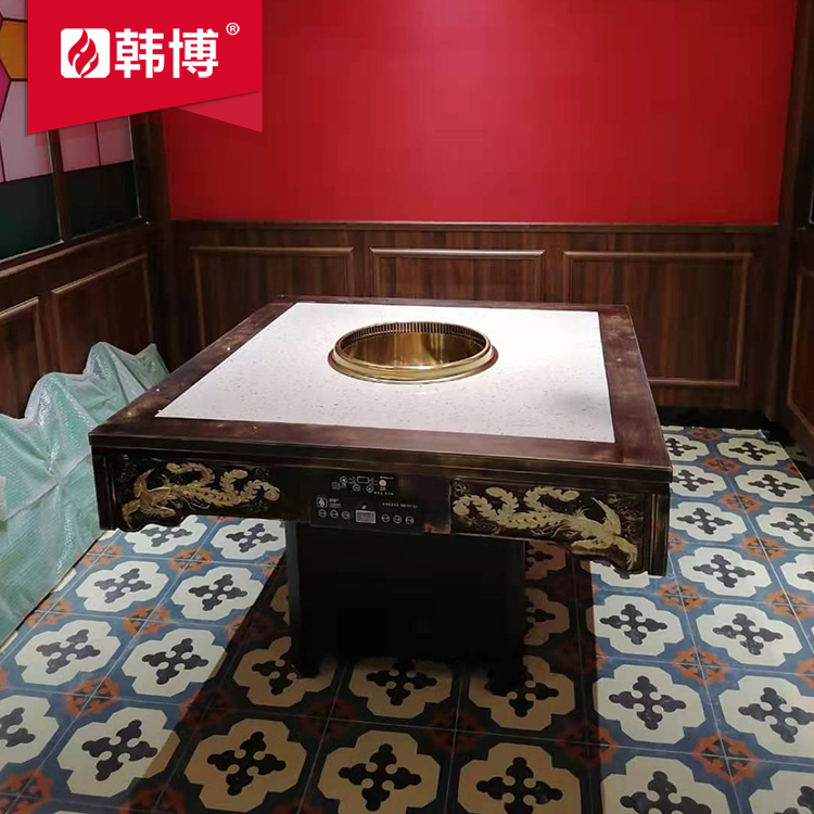 多人圓鍋無煙火鍋桌無煙火鍋設(shè)備